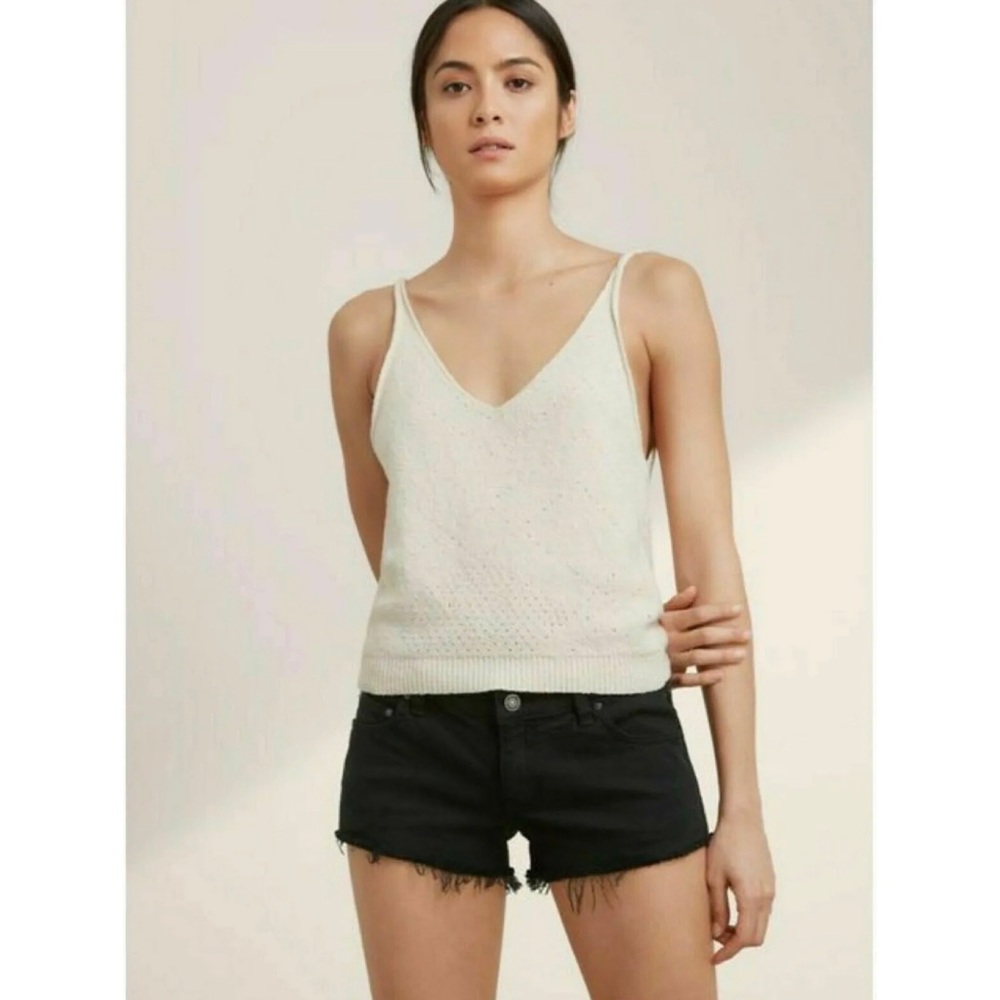 Aritzia Talula Black Mid Rise Raw Frayed Hem Shorts Minimal Spring Summer